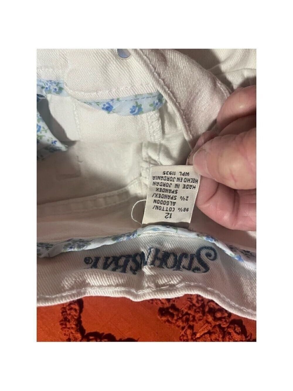 St Johns Bay White Jeans blue floral finishes size 12 - Picture 13 of 13
